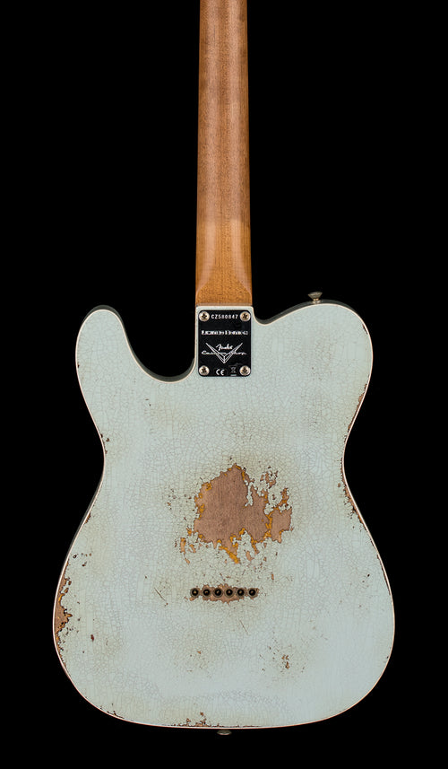 Fender Custom Shop Limited Edition Redhot Cunife Telecaster Heavy Relic - Aged Sonic Blue/Chocolate 3-Color Sunburst #80847