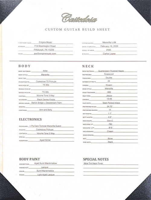 Castedosa Guitars Maravilla L-84 - Aged Burnt Marshmallow #485