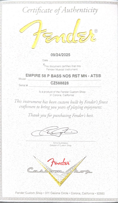 Fender Custom Shop Empire 58 Precision Bass NOS - Antique Burst #88828