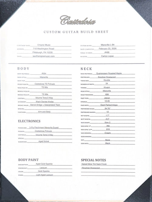 Castedosa Guitars Maravilla L-84 - Aged Gold Sparkle #486