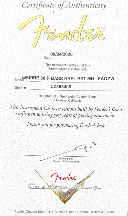 Fender Custom Shop Empire '58 Precision Bass Heavy Relic - Faded Aged Graffiti Yellow #88406