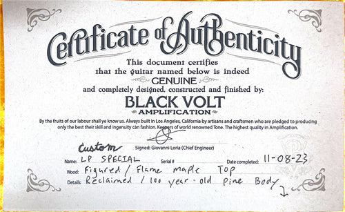 Used Black Volt Custom LP Special (2023) #1007 with Original Hard Case