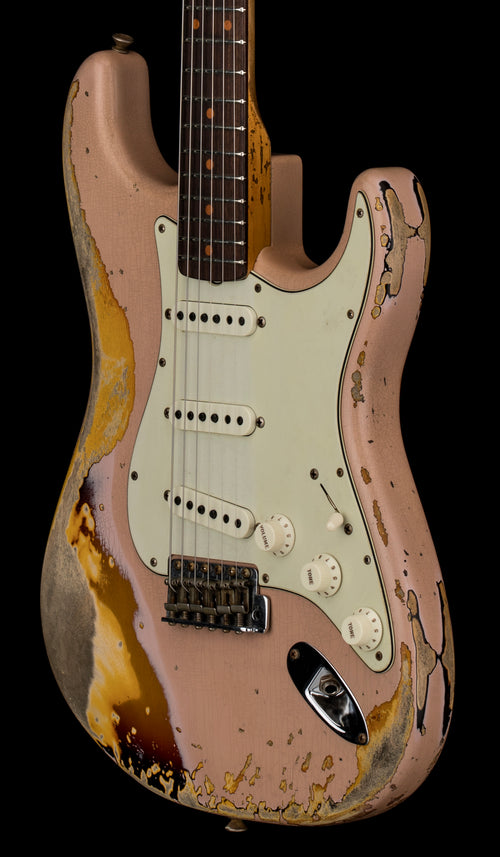 Used Fender Custom Shop LTD 1959 Stratocaster Super Heavy Relic (2021) - Aged Shell Pink/3-Color Sunburst #55604 with Original Hard Case
