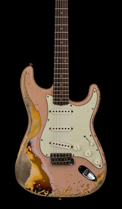 Used Fender Custom Shop LTD 1959 Stratocaster Super Heavy Relic (2021) - Aged Shell Pink/3-Color Sunburst #55604 with Original Hard Case