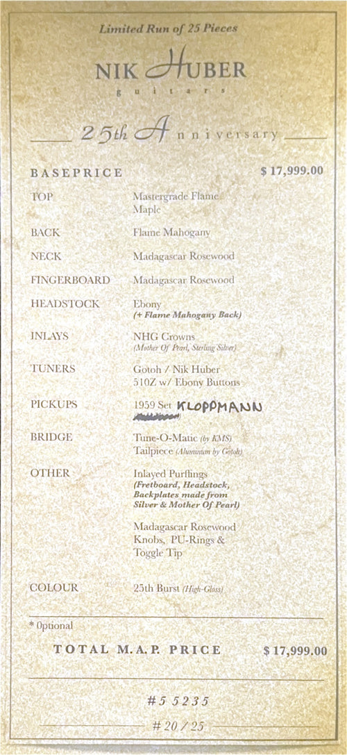 Nik Huber Guitars 25th Anniversary Dolphin '59 #55235