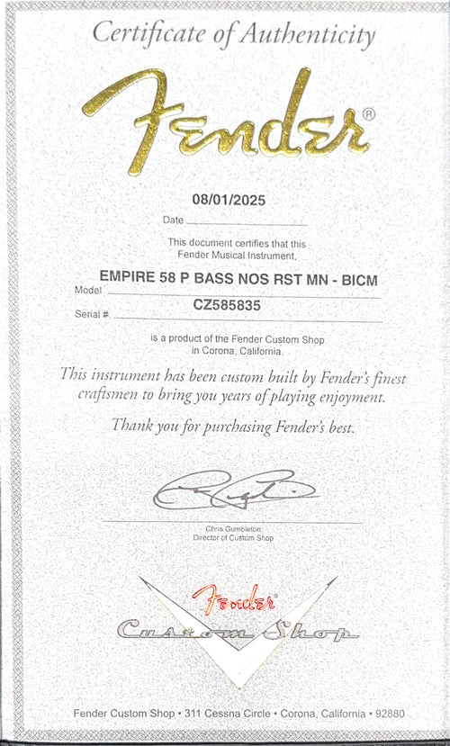 Fender Custom Shop Empire 58 Precision Bass NOS - Ice Blue Metallic #85835