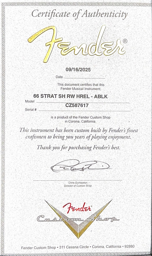 Fender Custom Shop 1966 Stratocaster SH Heavy Relic - Aged Black #87617