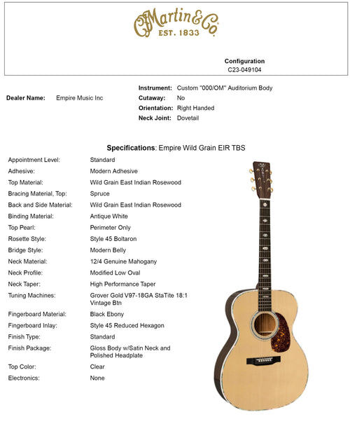 Martin Custom Shop OM-41 Style Wild Grain East Indian Rosewood (Empire Music Exclusive) #29844