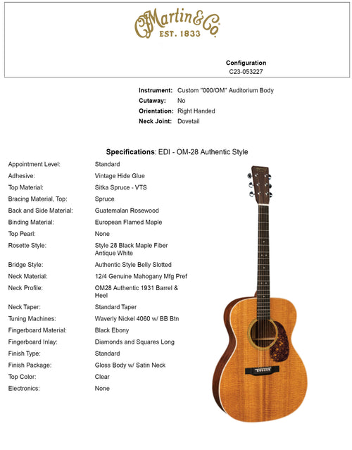 Martin Custom Shop OM-28 Guatemalan Rosewood #32454