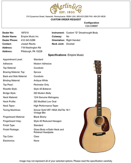 Martin Custom Shop D-41 Style Cocobolo #55741 (Empire Music Exclusive)