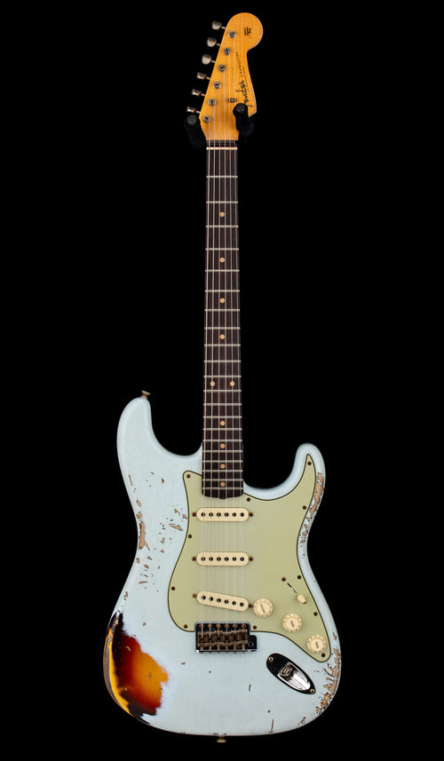 Fender Custom Shop '61 Strat Heavy Relic - Super Faded Aged Sonic Blue over 3-Color Sunburst #82745