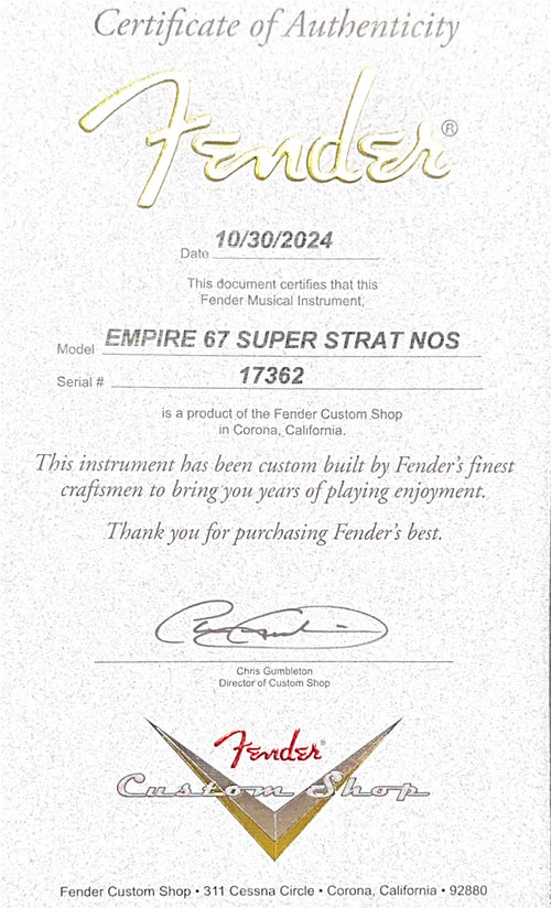 Fender Custom Shop Empire 67 Super Stratocaster HSS NOS - Cobalt Blue Metallic #17362 (Open Box)