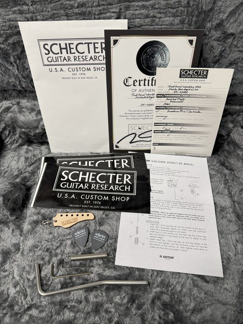 Used Schecter Custom Shop Traditional USA Wembley HSS - Fiesta Red Aged Nitro #03008 with Original Hard Case