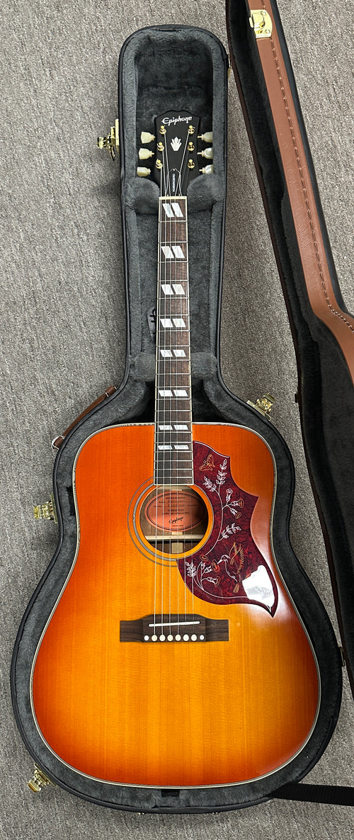 Used Epiphone Hummingbird (2021) - Aged Cherry Sunburst #07160 with Hard Case